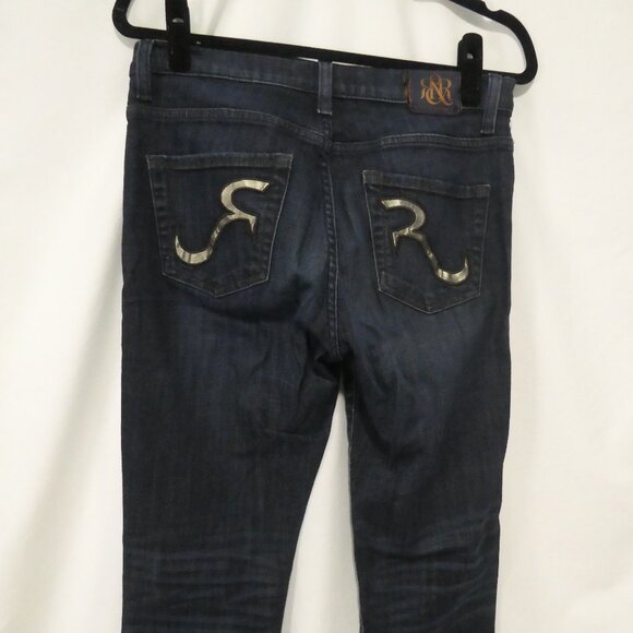 ROCK & REPUBLIC | size 10 | Blue Dark Wash Flare Jeans - Picture 13 of 16
